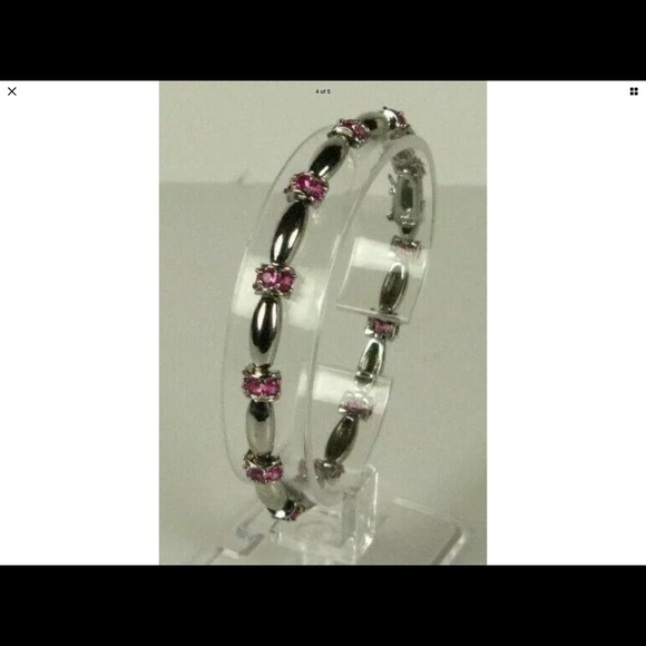 PinkSOLD 🌹🌹🌹🌹🌹🌹 Tourmaline 925 7.5’ bracelet Sterling Silver - Picture 2 of 4